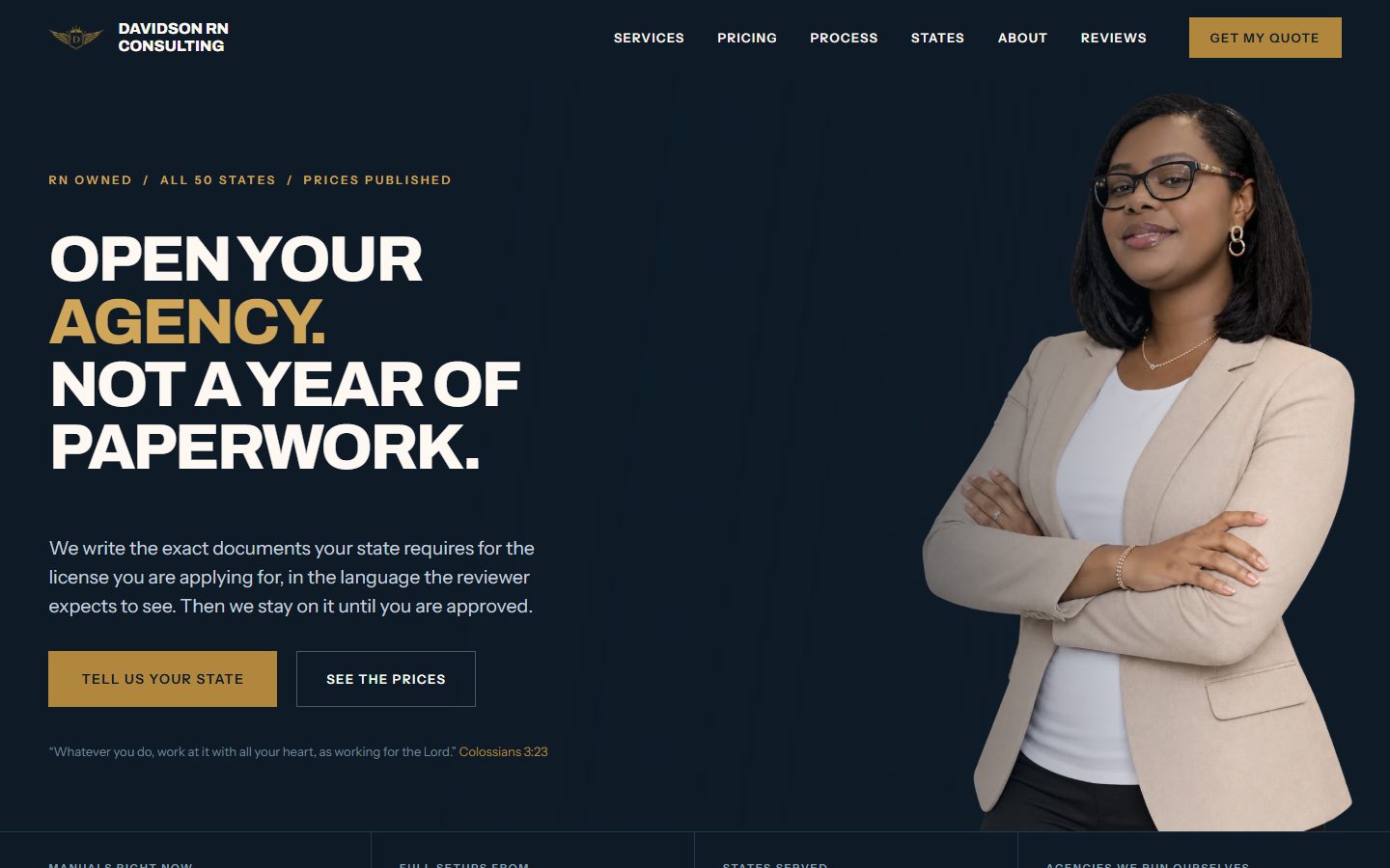 Homepage of Davidson RN Consulting